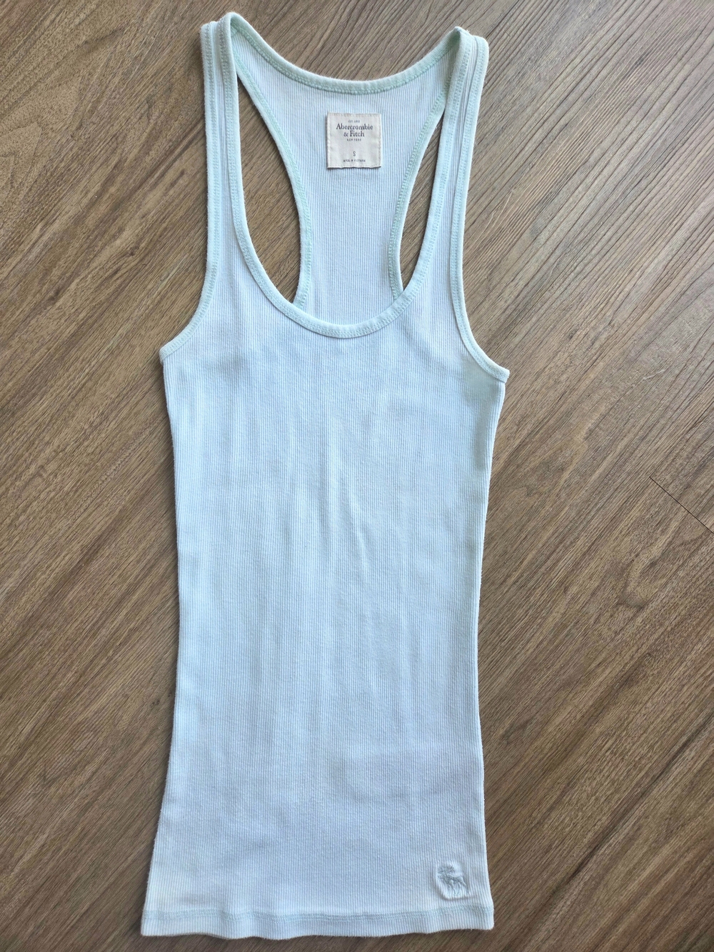 Vintage Abercrombie & Fitch Ribbed Racerback Tank Top Light Blue Mint Small